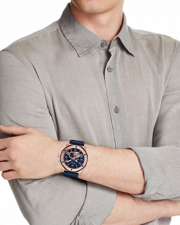 Shop Bulova Marine Star Blue Silicone Strap Automatic Watch, 45mm