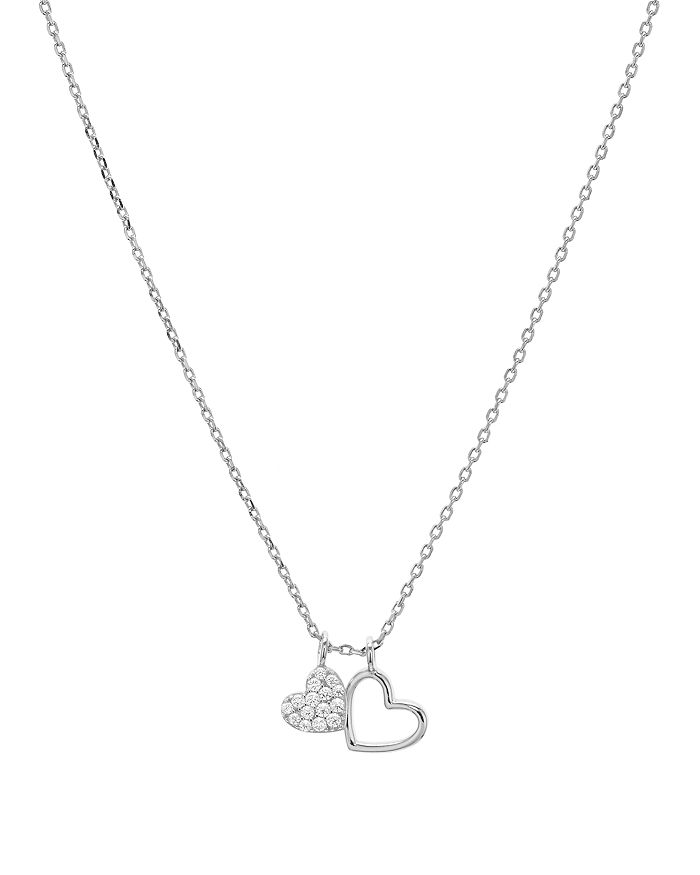 Aqua Double Heart Pendant Necklace In 14k Gold-plated Sterling Silver Or Sterling Silver, 16 - 100% Exclu