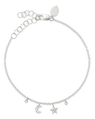 Meira T 14K White Gold Diamond Moon & Star Bracelet
