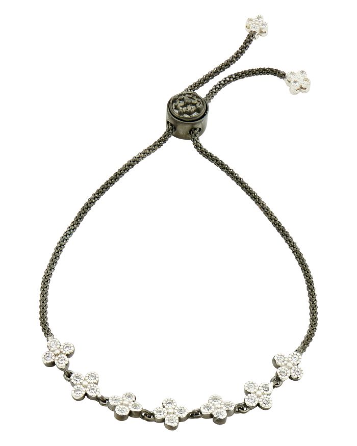 Freida Rothman Adjustable Clover Strand Bracelet in Rhodium-Plated ...
