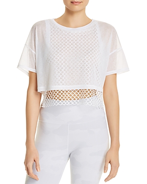 ALO YOGA AFTERGLOW LAYERED-LOOK CROPPED TEE,W1325R