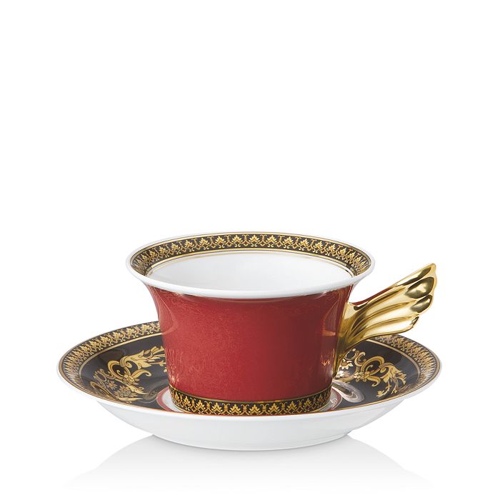 Shop Versace Rosenthal  Medusa Red Teacup & Saucer