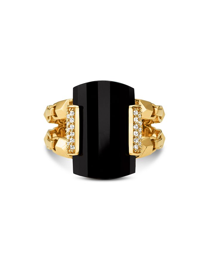 Michael Kors Statement Ring In 14k Gold-plated Sterling Silver Or 14k Rose Gold-plated Sterling Silver In Black/gold
