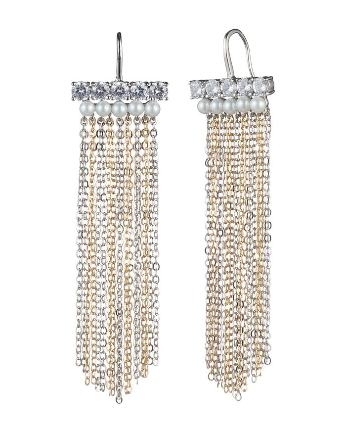 Carolee Symmetrical Chain Fringe Earrings In Silver/gold