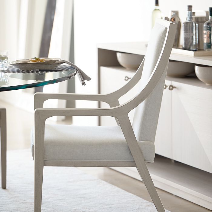 Bernhardt Axiom Cutout Dining Arm Chair (each) In Linear Gray