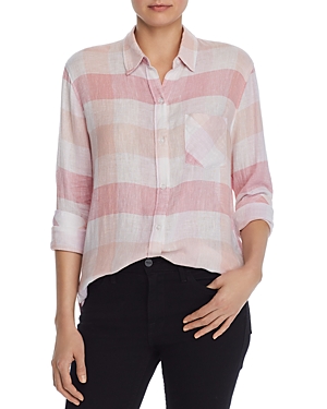 Rails Charli Plaid Shirt In Peach Blush/white