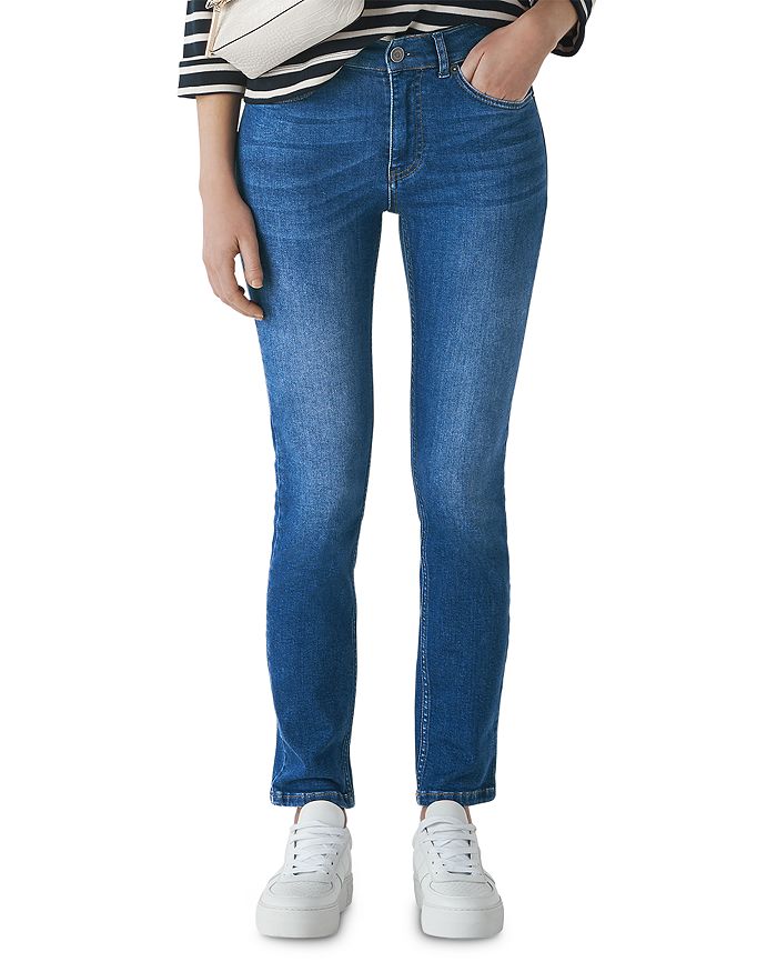Whistles Mid Rise Skinny Jeans In Mid Wash In Blue