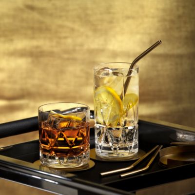 Gold Straws & Cleaning Brush, Set of 4