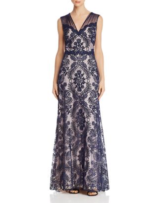 Tadashi Shoji Embroidered Lace Gown | Bloomingdale's
