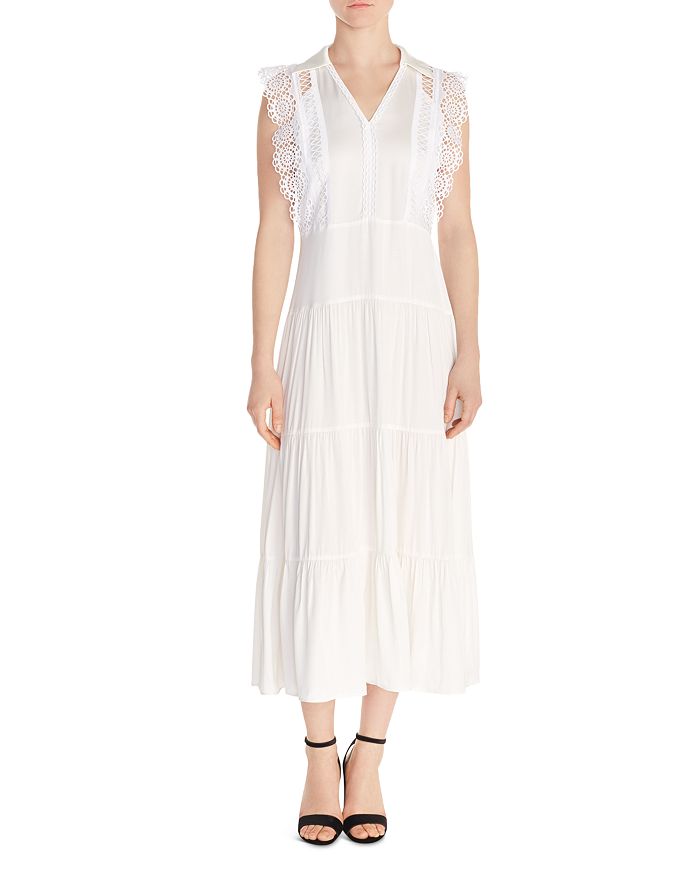 Sandro Maxime Tiered Lace-Inset Maxi Dress | Bloomingdale's