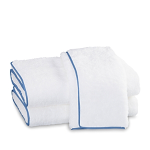 Matouk Cairo Wash Cloth In White/azure Blue