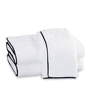 Click to view more detailed imagery on our partner's website Matouk Cairo Fingertip Towel In White/navy