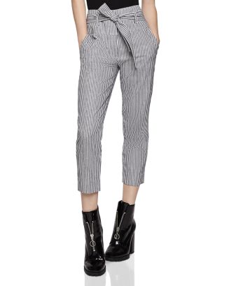 BCBGeneration Tie-Waist Striped Cropped Pants | Bloomingdale's