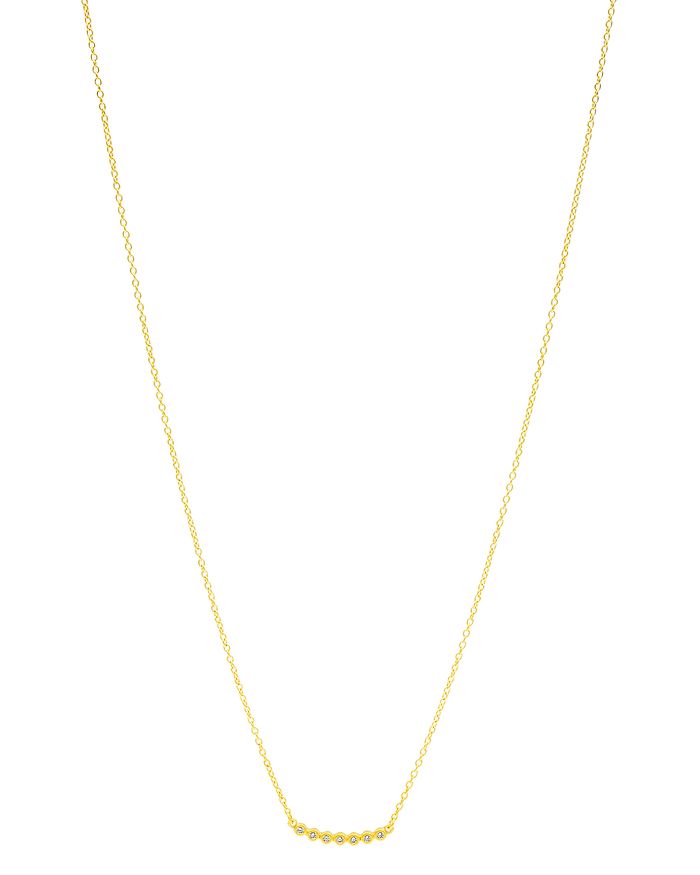 Freida Rothman Bezel Bar Necklace In 14k Gold-plated Sterling Silver, 16