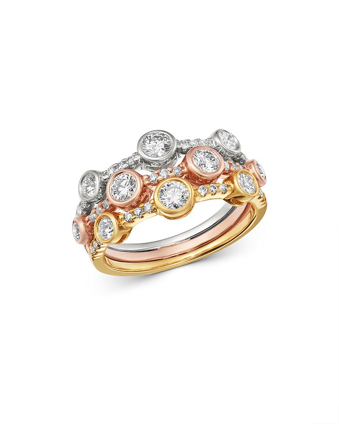 Bloomingdale's Diamond Bezel-set Band In 14k White, Yellow & Rose Gold, 0.95 Ct. T.w. - 100% Exclusive In White/multi