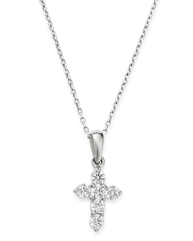 Bloomingdale's Diamond Mini Cross Pendant Necklace In 14k White Gold, 0.25 Ct. T. W. - Exclusive In White