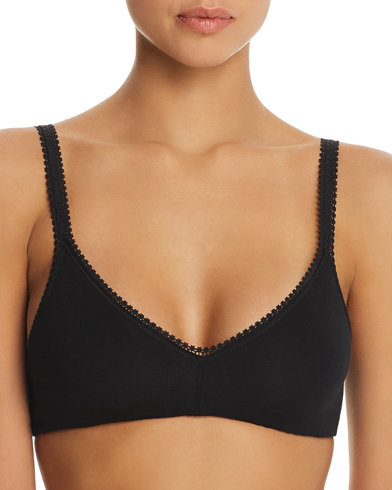 On Gossamer Cabana Cotton Blend Stretch Bralette In Black