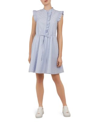 Ted Baker Beyonc Ruffle Trim A line Dress In White ModeSens