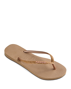 Havaianas Slim Logo-embossed Rubber Flip Flops In Rose Gold