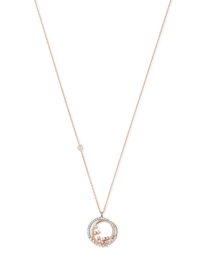 Own Your Story 14k Rose Gold Cosmos Diamond Galaxy Pendant Necklace, 18 In White/rose Gold