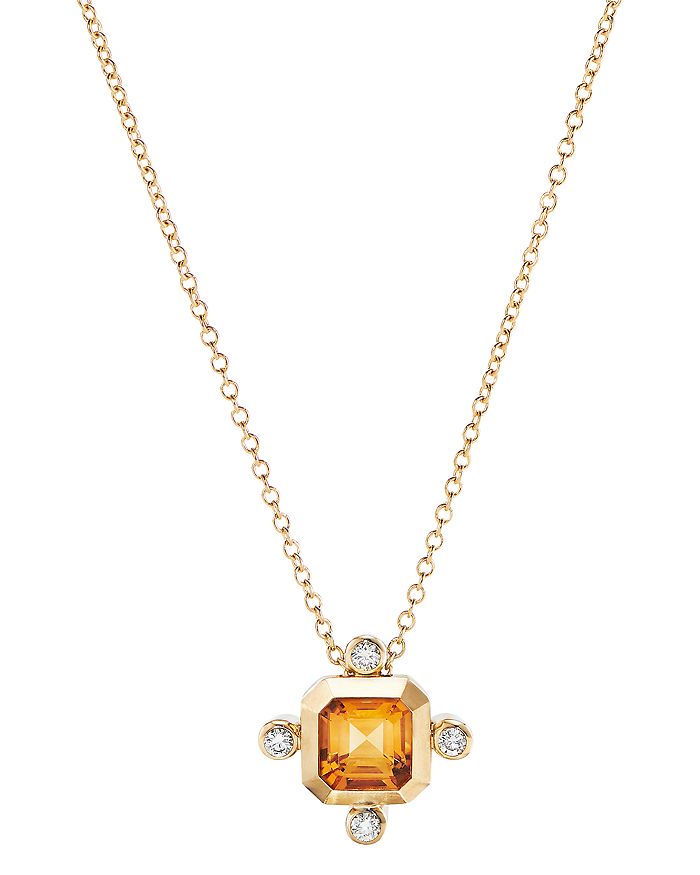 David Yurman 18k Yellow Gold Novella Pendant Necklace With Madeira Citrine & Diamonds, 18 In Orange/gold