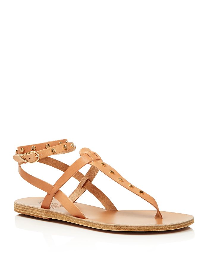 Ancient Greek Sandals Women's Estia Studded Leather Thong Sandals In Natural