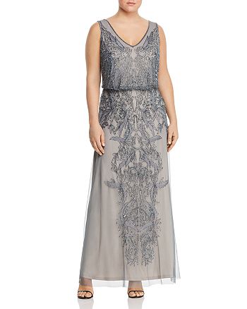 abrazo túnel escalera mecánica Adrianna Papell Plus Sleeveless Beaded Gown | Bloomingdale's
