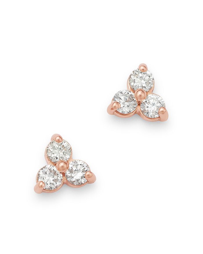 Bloomingdale's Diamond Three-stone Stud Earrings In 14k Rose Gold, 0.20 Ct. T.w. - 100% Exclusive In White/rose Gold