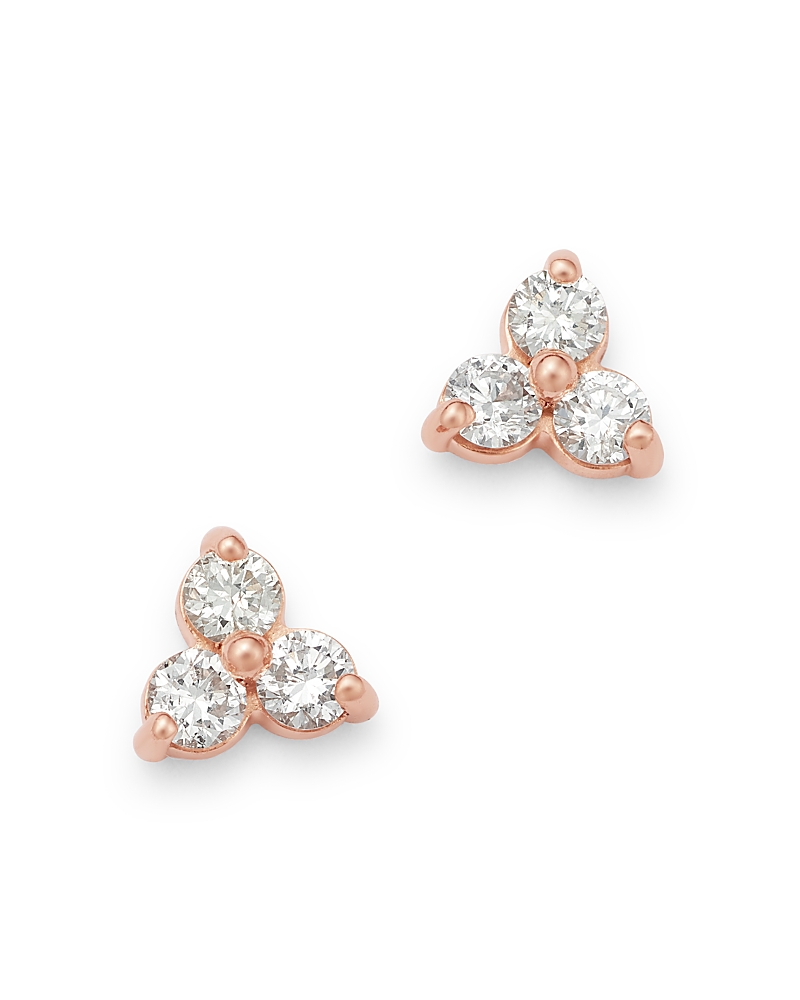 Bloomingdale's Diamond Three-stone Stud Earrings In 14k Rose Gold, 0.20 Ct. T. W. - Exclusive In White/rose Gold