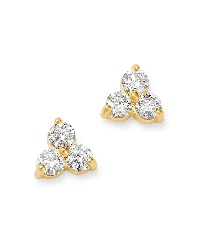 Bloomingdale's Diamond Three-stone Stud Earrings In 14k Yellow Gold, 0.20 Ct. T. W. - Exclusive In White/gold