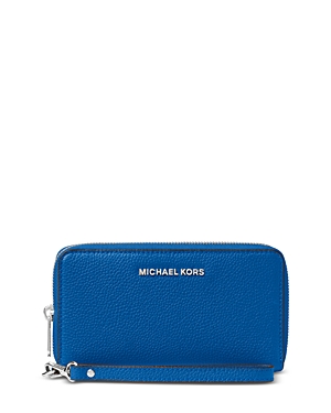 Michael Michael Kors Multi-function Flat Large Smartphone Wristlet In Grecian Blue/gold