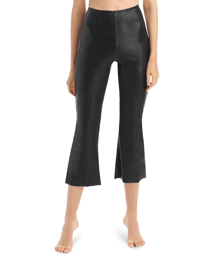 Shop Commando Faux Leather Cropped Flare Leggings In Black