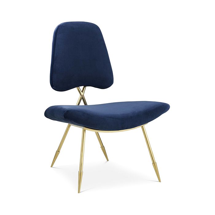 Modway Ponder Upholstered Velvet Lounge Chair In Navy