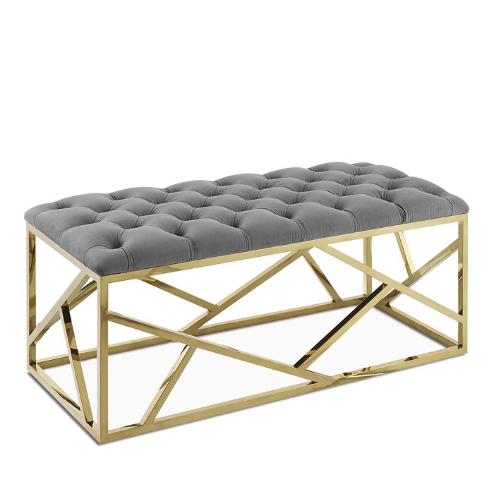 Modway Intersperse Gold Bench In Gray