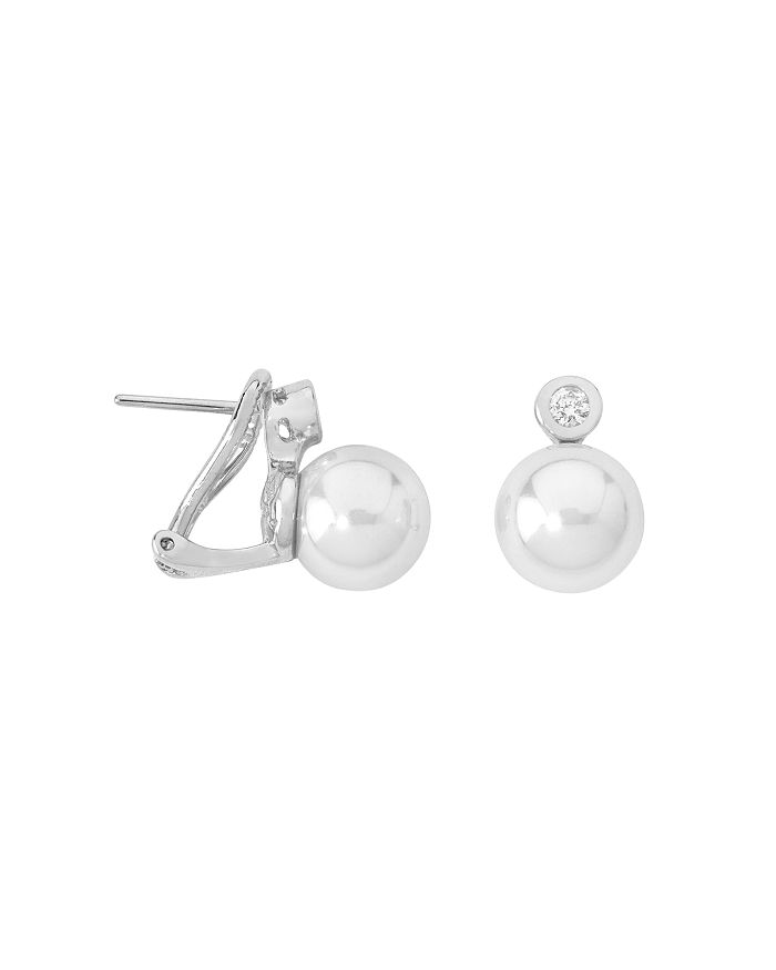 MAJORICA ROUND SIMULATED PEARL EARRINGS IN STERLING SILVER,OME1403SPCW