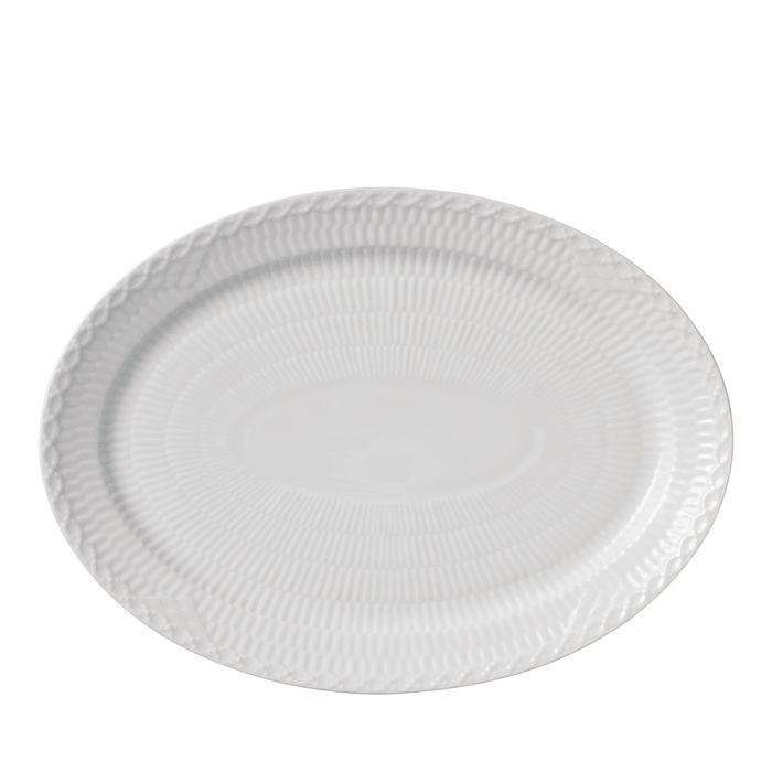 Royal Copenhagen White Fluted Half Lace 11 Oval Plate