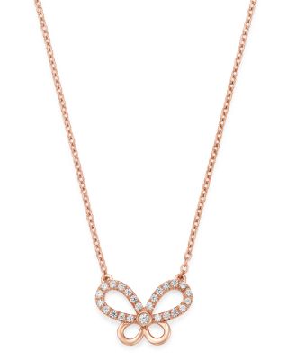 Bloomingdale's Diamond Butterfly Pendant Necklace In 14k Rose Gold, 0. ...