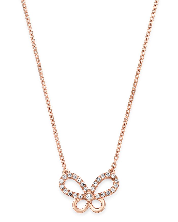 Bloomingdale's Diamond Butterfly Pendant Necklace In 14K ...