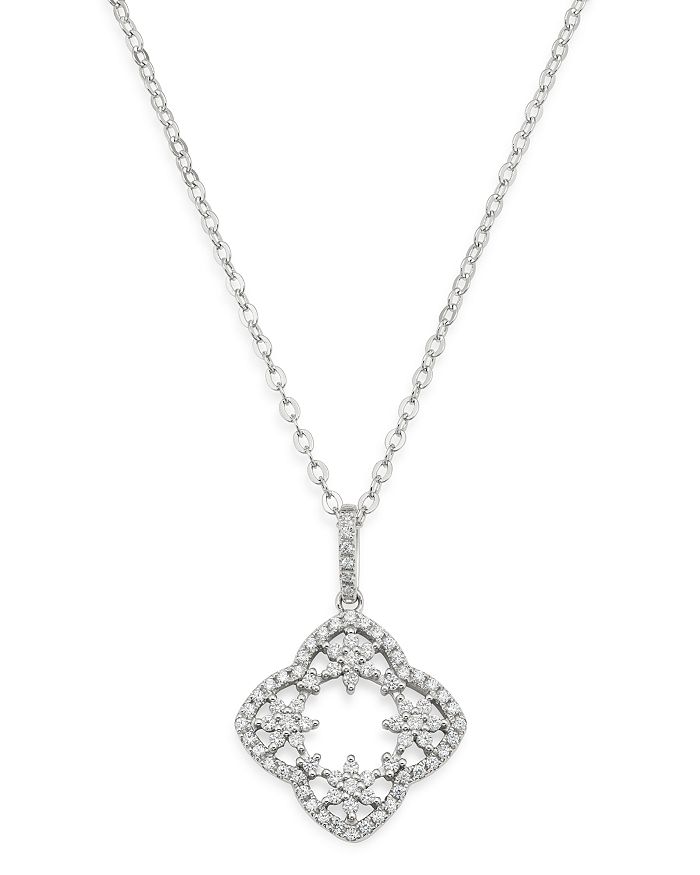Bloomingdale's Diamond Clover Pendant Necklace in 14K White Gold, 0.50 ...