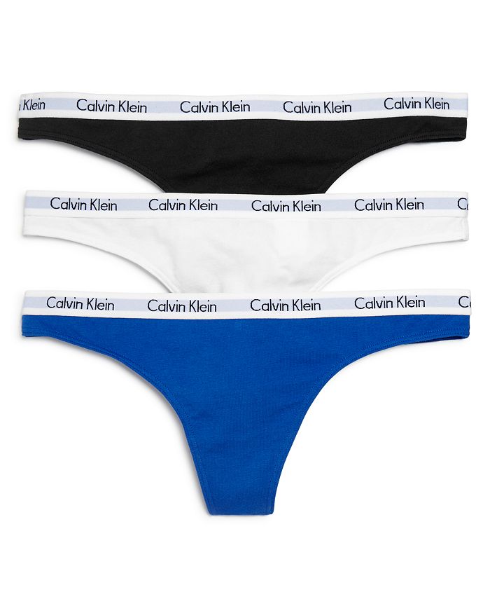 Calvin Klein Carousel Thongs, Set Of 3 In Black/white/stellar