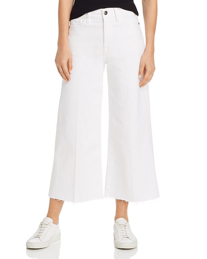 FRAME LE VINTAGE RAW-EDGE CROPPED WIDE-LEG JEANS IN BLANC,VCRA009
