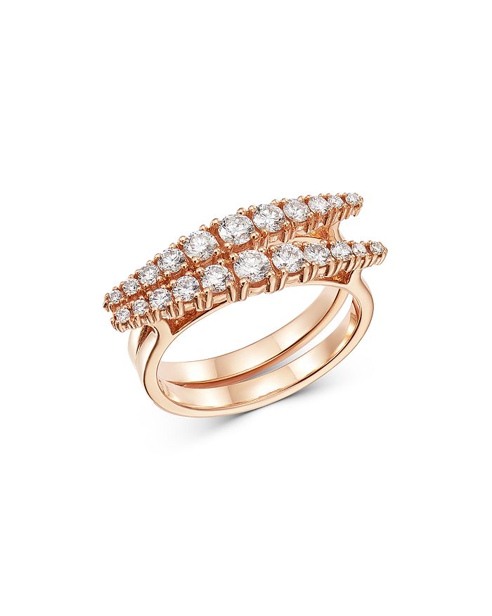 Own Your Story 14k Rose Gold Day To Night Diagonal Diamonds Ring In White/rose Gold