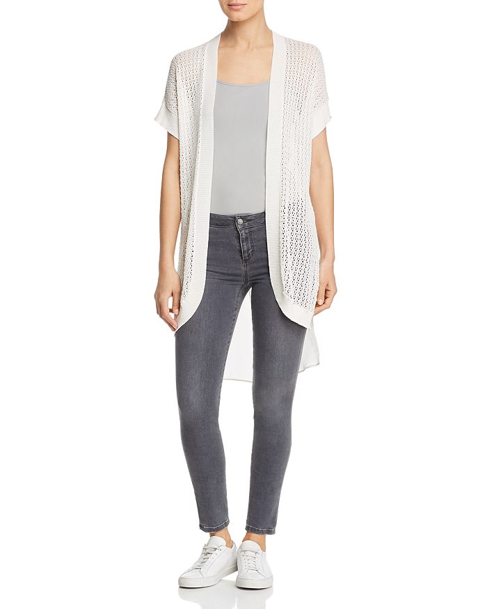 Avec High/low Open Cardigan In Ivory/cotton Ball