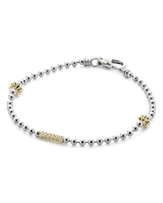 Sterling Silver & 18K Yellow Gold Caviar Icon Row Bracelet