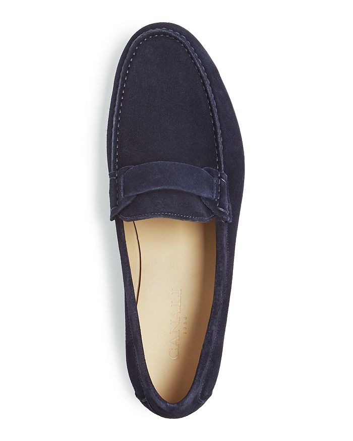 Canali Men's Suede Moc-toe Loafers In Blue | ModeSens