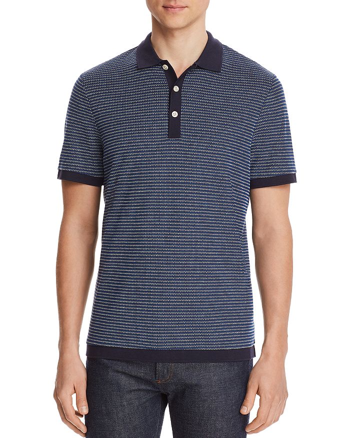 Michael Kors Textured Chevron Classic Fit Polo Shirt - 100% Exclusive In Midnight