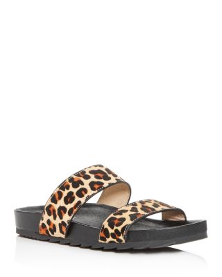 J/Slides Women's Leopard-Print Calf Hair Slide Sandals