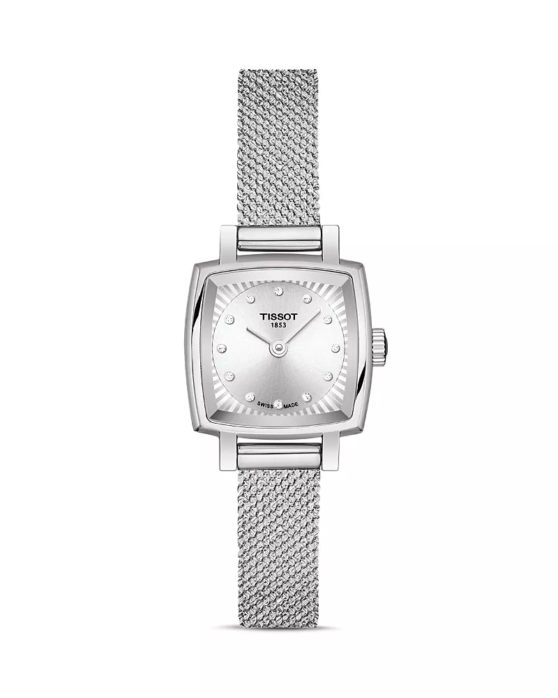 Tissot Lovely Square Diamond Mesh Bracelet Watch, 20mm x 20mm