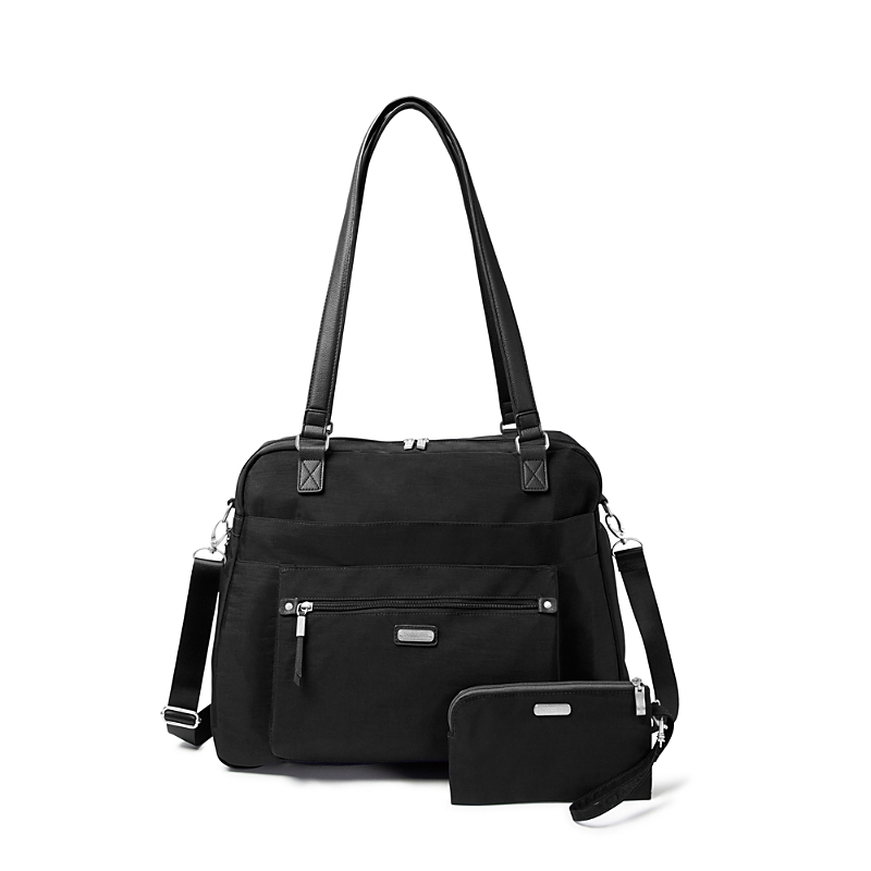 Baggallini Overnight Expandable Laptop Tote With Rfid Phone Wristlet In Black