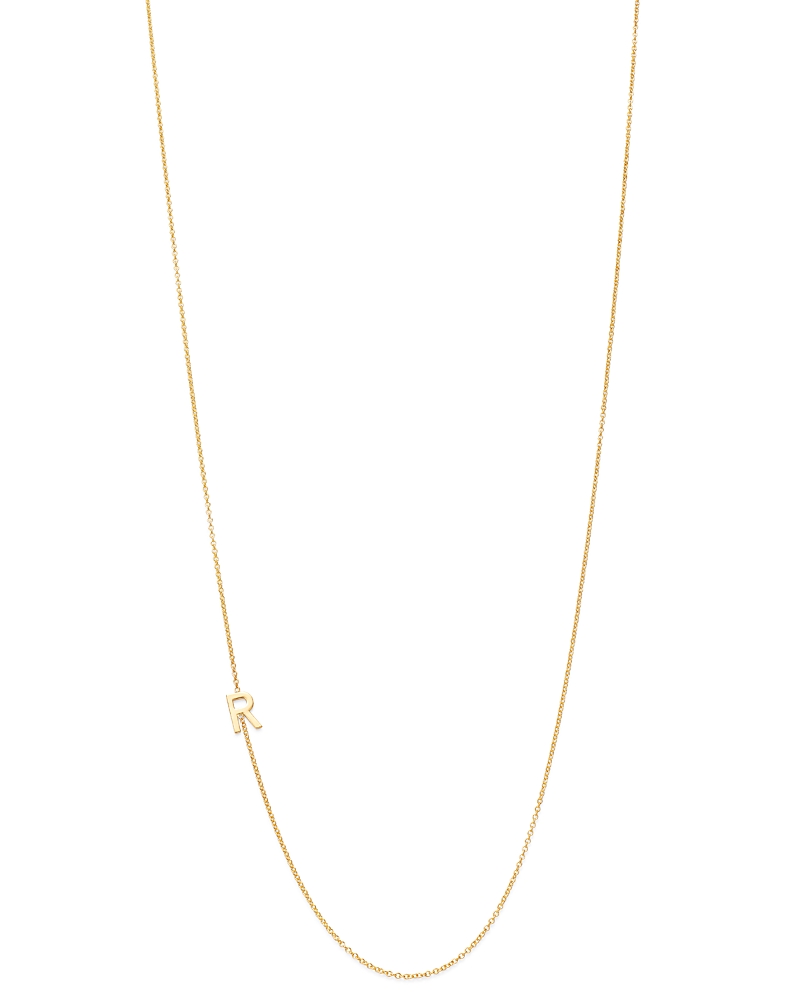 Zoe Lev 14k Yellow Gold Asymmetrical Initial Pendant Necklace, 18l In R/gold
